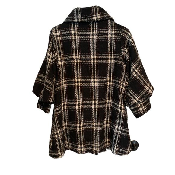 Hazel Retro Vibes Plaid 3/4 Puff/Balloon Sleeve Swing Coat Women's Size Medium - Picture 6 of 10